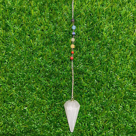 7 Chakra Selenite Pendulum